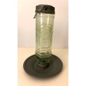 CB & Sons Seed Co Green Glass Galvanized Bird Feeder 12”